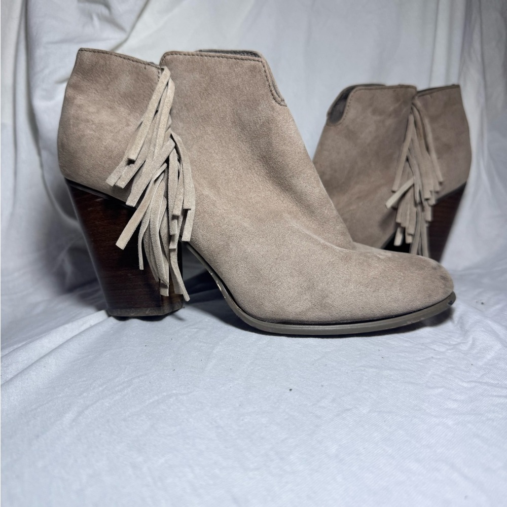 Fringe Suede Ankle Boots - Tan